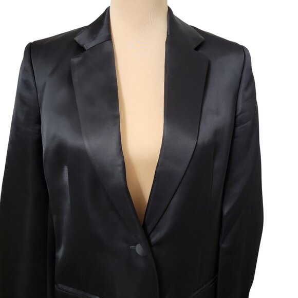Helmut Lang Black Satin 2 Button Blazer w/ Satin Covered Buttons, Exc. Used Cond - Picture 2 of 15